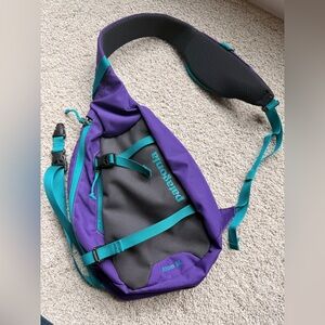 Patagonia Atom 8L Sling Bag in Purple and Teal